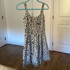 Aqua Cheetah Print Fit and Flare Dress - Size XS - Cream & Black